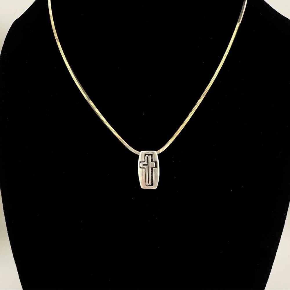 Vintage Shube Sterling Cross Pendant Necklace